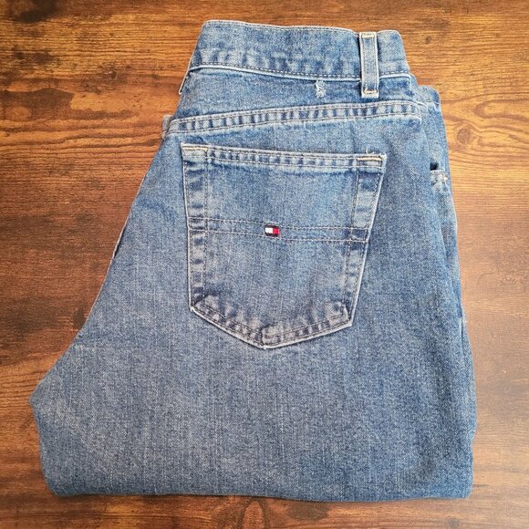 Vtg Tommy Hilfiger Jeans 6 Boyfriend Crop Mid Rise Medium Light Wash Y2K - Picture 1 of 11